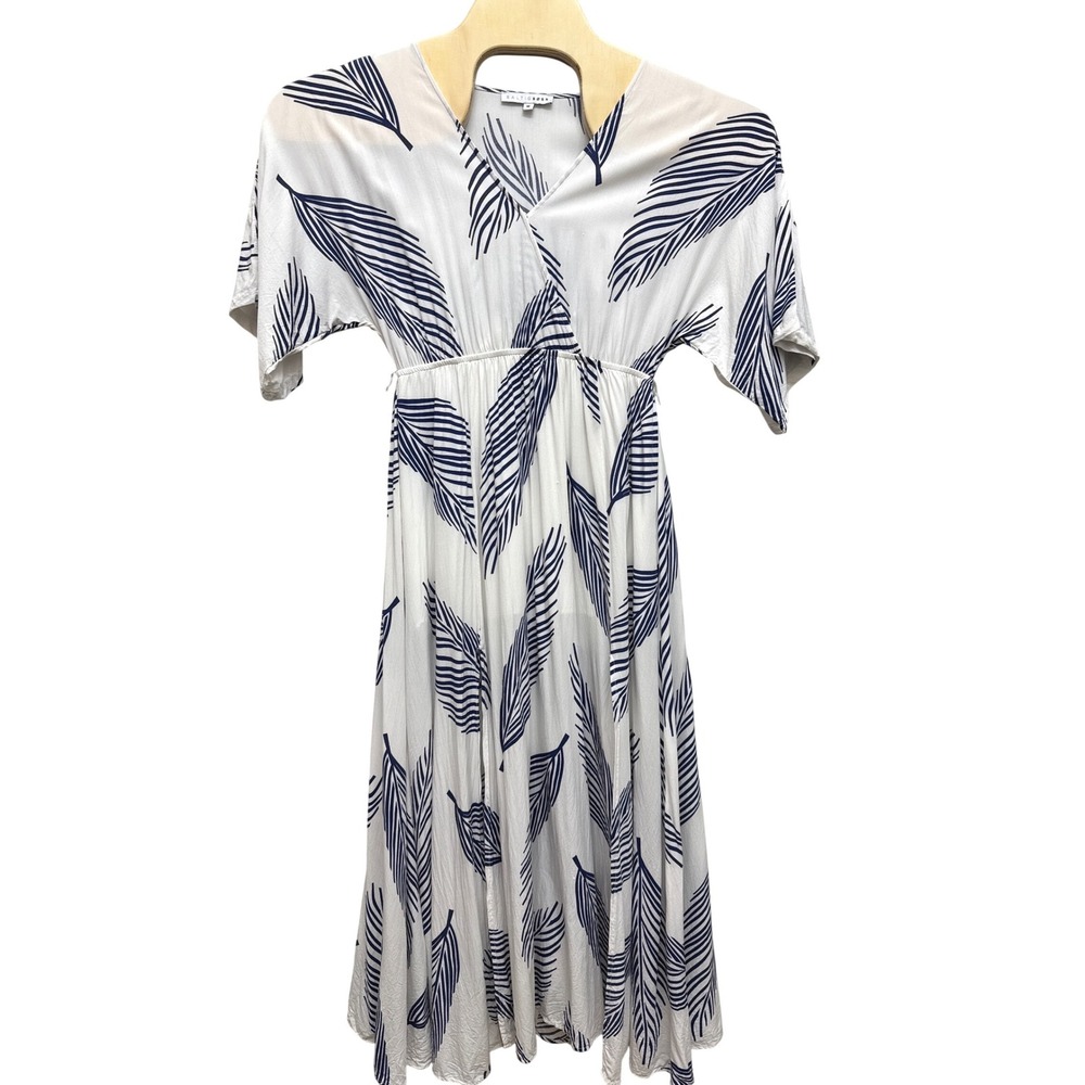 Baltic Born (White/Navy) Palm‎ Leaf Print Maxi Dress Womens Size M